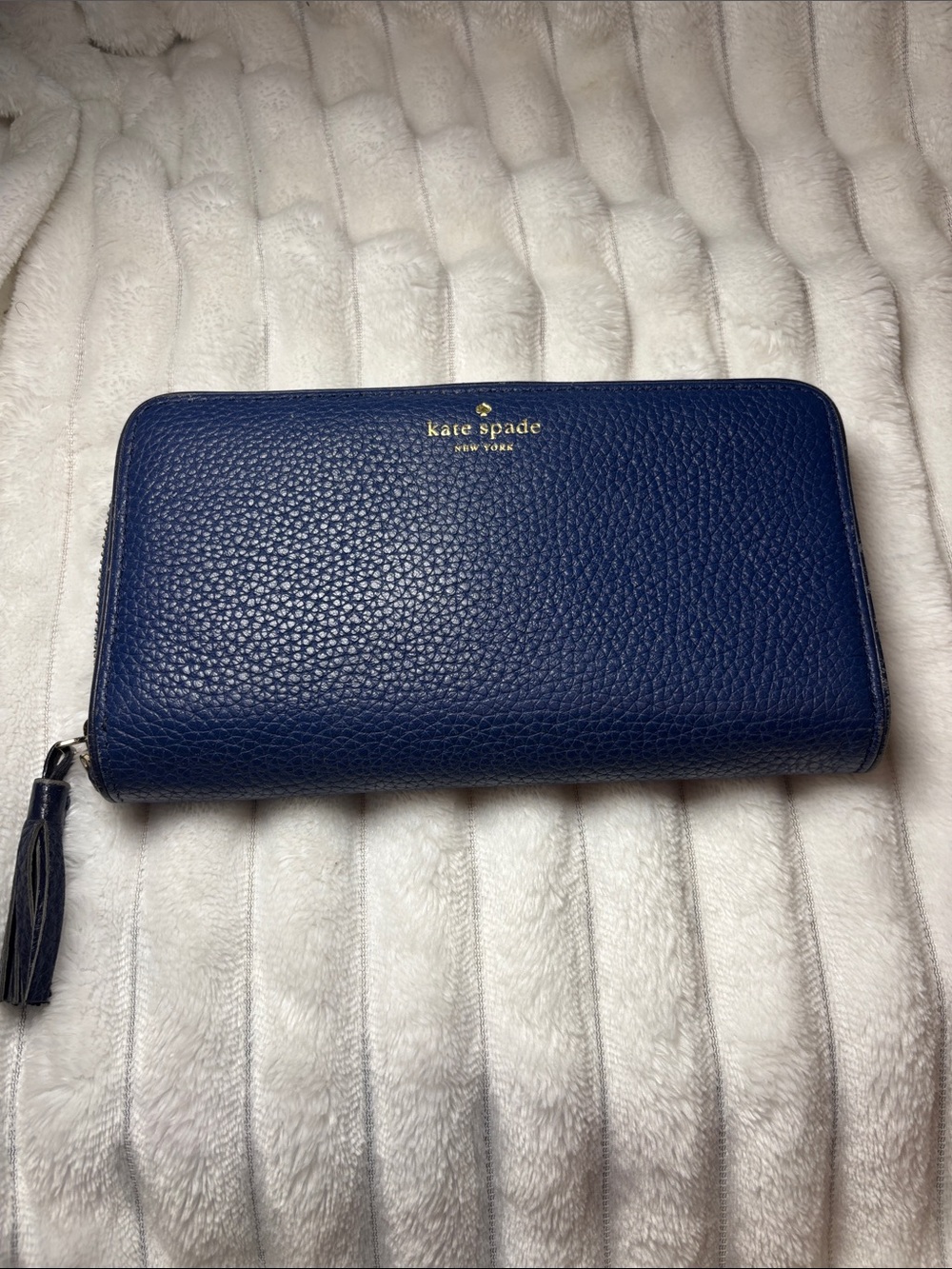 kate spade Navy Zip-Around Leather Wallet